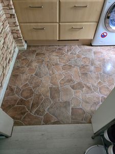CV Bodenbelag 700 x 200 cm Vinylboden Bruchstein Braun Auslegware Meterware Kunden-Foto 2