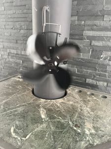 UISEBRT 4 Blätter Kaminventilator Ofenventilator Kaminofen Ventilator Gebläse Lüfter Stromloser Holzofenventilator Kamin Lüfter für Holz/Brennholz/Feuerstelle/Ofenrohr Kunden-Foto 1