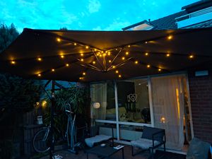 Ombrellone con illuminazione a LED ombrellone a sbalzo 300 cm ombrellone da giardino padiglione - marrone Foto del cliente 7