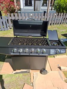 TAINO BASIC 6+1 Gasgrill mit Seitenbrenner 6 Brenner Edelstahl-Brenner Grillwagen BBQ Schwarz Kunden-Foto 5