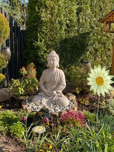 NEUSTEIN XXXL Großer Buddha 70 cm Steinfigur Garten Deko Figur Skulptur Feng Shui sitzend XB3002 Kunden-Foto 2