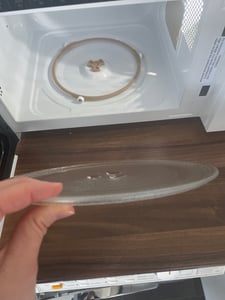 Mikrowellenteller 24,5 cm | Drehteller für Mikrowelle | Glasteller | Ersatz Glasplatte für Mikrowellen | Universalteller | Kompatibel mit Y-Drehkreuz Telleraufnahme | Glasdrehteller Kunden-Foto 3