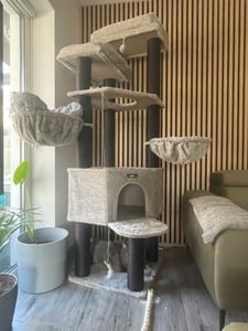 FEANDREA Kratzbaum 186 cm, Katzenbaum für große katzen, 13 dicken Säulen (11 cm d), stabil, Kippschutz, Tintenschwarz Kunden-Foto 1