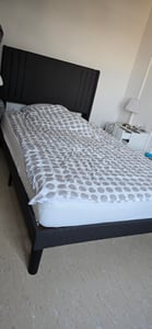 Bealife BF44 Upholstered, Einzelbett, Einzelbettrahmen mit Wingback-Kopfteil, 208 x 94 x 122cm, gepolstertes Plattformbett mit modernem, dunkelgrau Kunden-Foto 4