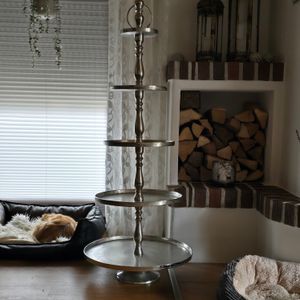Etagere BRUSH 5-stöckig Aluminium Nickel gebürstet ø61x140cm Kunden-Foto 1