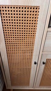Merax Kommode Highboard mit 2 Türen Rattangeflecht und  Schublade, Sideboard aus Holz, Anrichte Stehschrank, 60x40x101cm, Eiche Kunden-Foto 2