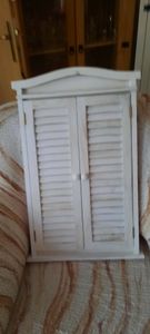 Wandspiegel Badspiegel Badezimmer Spiegelfenster mit Fensterläden, 71x46x5cm  shabby weiß Kunden-Foto 1