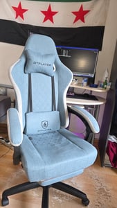 PLAYER Gaming Stuhl Ergonomischer Gaming Sessel Schreibtischstuhl PC Gamer Racing Stuhl mit Stoffoberfläche, Federsitzkissen, Verbindungsarmlehnen Kunden-Foto 12