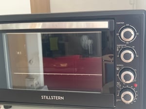 Stillstern Minibackofen mit Umluft 45L (DE Version) Pizza Ø32, CYCLONE PRO+ Antihaftbeschichtung, Auftauen, 2h Timer, Camping Mini Backofen Umluft Pizzaofen Mini Ofen klein Hähnchengrill mit Drehspieß Kunden-Foto 1