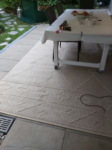 In & Outdoor Teppich Wetterfest Rauten Design für Küchen Balkon Terrasse Garten oder Wohnzimmer Teppich, Größe: 140 x 200 cm, Farbe: Grau-2 Kunden-Foto 2