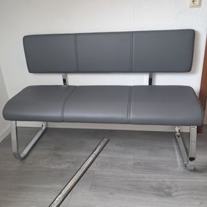 Esszimmerbank VILAS dreisitzer, grau - Kunstleder Essbank für Küche, Metallgestell verchromt, Sitzbank für Esszimmer mit Rückenlehne komfortabel gepolstert Kunden-Foto 1