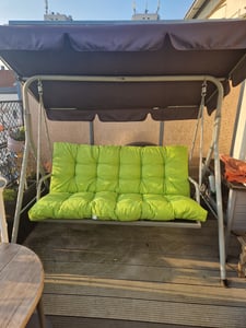 Premium Kissen , Polster für Hollywoodschaukel , Gartenschaukel , Gartenbank B 130 cm , Fb. Colore beige Kunden-Foto 1