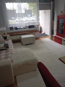 Teppich Kurzflor Weich Wohnzimmerteppich Anti-Rutsch, 120x120 cm Kunden-Foto 1