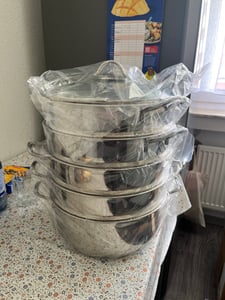 BEM Dampfkocher: 6-tlg Set aus Edelstahl 18/10, Ø 28 cm, Mantowarka Dampfgarer Topf mit Glasdeckel und Dampfeinsatz, für Induktionsherd geeignet Kunden-Foto 2