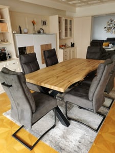 riess-ambiente, Industrial Esstisch WILD 180cm braun Wildeiche-Design Baumkante schwarz X-Gestell Esszimmertisch Tisch Konferenztisch Kunden-Foto 4