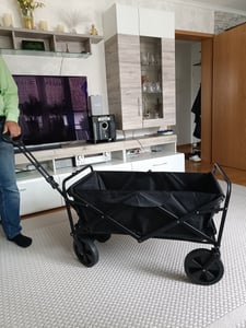 Fiqops Bollerwagen faltbarer Tragfähigkeit bis ca. 100 kg - schwarz Bollerwagen faltbarer Strandwagen Handwagen Gerätewagen faltbar Kinder Ausflug Kunden-Foto 1
