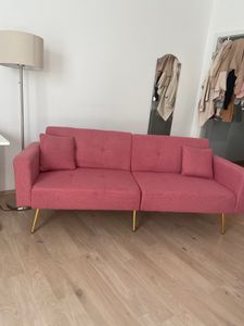 MODFU Schlafsofa mit Schlaffunktion,Bettsofa Gästebett mit Kissen und seitlichen Aufbewahrungstaschen, Grün Kunden-Foto 2
