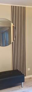 MEBANO. Akustikpaneele Holz 240 x 53 cm, Farbe: Wotan Eiche Wandpaneele, Holzpaneele Wand, Moderne Lamellenwand auf Filz, MDF Wandverkleidung Kunden-Foto 1