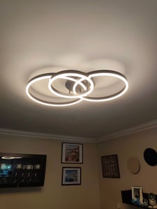ZMH LED Deckenleuchte 98CM Deckenleuchten 90W Dimmbar Deckenlampe mit Fernbedienung Gold 4 Ring Deckenbeleuchtung für Schlafzimmer Küche Kunden-Foto 2