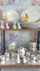 12tlg Tafelservice Marie Porzellan 6 Personen Speiseteller Suppenteller Blumen Kunden-Foto 1