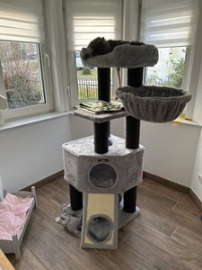 FEANDREA Kratzbaum 186 cm, Katzenbaum für große katzen, 13 dicken Säulen (11 cm d), stabil, Kippschutz, Tintenschwarz Kunden-Foto 4