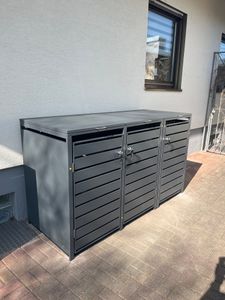 Mülltonnenbox Müllbox Mülltonnenverkleidung 2 Türen Box mit Deckel Anthrazit Kunden-Foto 1
