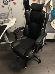 Gaming-Stuhl mit Ventilator, Bürostuhl, Luftkühler und Kühlung – Belüfteter Kühlsitz, mit Liegefunktion,  sanfte Vibrationsmassage, Schwarz Kunden-Foto 41