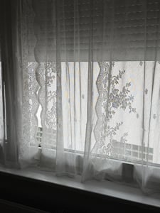 Vorhang Weiß Spitze Blumen Stickerei Voile Transparent Gardine Türvorhang für Wohnzimmer Schlafzimmer Hochzeit, B150×H180cm Kunden-Foto 3