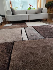 TT Home Wohnzimmer Teppich Kurzflor Wohnzimmerteppich Abstraktes Design Geometrisches Design Used Look Modern Größe 120x170 cm Kunden-Foto 1