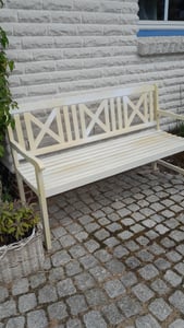 3-Sitzer Gartenbank aus Akazienholz, ca. 150 x 61 x 89 cm - Weiß Kunden-Foto 1
