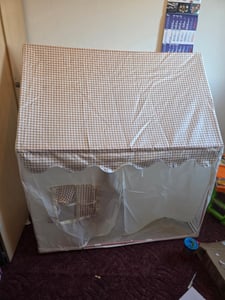 Tente pour enfants, pour 3-4 enfants, avec fenêtres, gris-beige Photo du client 2