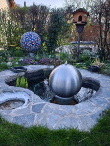 CLGarden Große Kugel aus Edelstahl 48cm Durchmesser für Gartenbrunnen Kugel matt gebürstet Wasserspiel Springbrunnen Kugelbrunnen Kunden-Foto 1