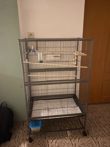 Vogelvoliere auf Rollen Metall mit Sitzstangen & Zubehör für Sittiche Kunden-Foto 1