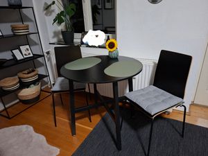 VASAGLE Esstisch, 80 x 75 cm (Ø x H), runder Küchentisch, Industrie-Design, Schwarz Kunden-Foto 2