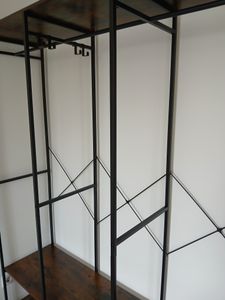 SONGMICS Kleiderschrank offen, Garderobenständer mit Kleiderstange, Ablagen, abnehmbare Haken, 40 x 141 x 180 cm, Vintagebraun Kunden-Foto 1