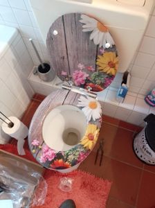 Sanfino® Premium WC Sitz "Skull" hochwertiger Toilettendeckel mit Absenkautomatik aus Holz, hoher Sitzkomfort & einfache Montage Kunden-Foto 1