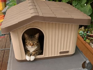 VOUNOT® Katzenhaus & Hundehütte Indoor Outdoor, Haustierhaus Winterfest und Wetterfest 75 x 63 x 51 cm, Weiß Kunden-Foto 1
