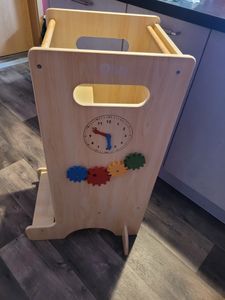 Wieża edukacyjna Olvy od 1 roku - Wieża edukacyjna Montessori 4 w 1 dla dzieci, z regulacją wysokości, zjeżdżalnią, planszą i grami, wielofunkcyjna pomoc kuchenna dla dzieci Zdjęcie produktu od klienta nr 1