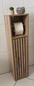 Mueble estrecho de madera para baño de la marca COSTWAY, armario con estantes abiertos y estante interior ajustable, dimensiones: 20 x 19 x 78 cm, color natural Foto del cliente 1