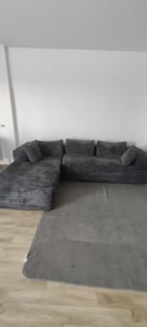 COMHOMASofa Big-Sofa, L-förmige Sofa, Couch Ecksofa, Chaiselongue Schlafsofa mit tiefer Sitzfläche und breiten Armlehnen, Cordstoff, schwarz-R Kunden-Foto 1