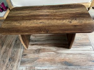 Tribesigns Rechteckiger Couchtisch, Cocktail-/Teetisch Holz mit abgerundeten Kanten für moderne Wohnzimmer Mid-Century-Stil 120 x 50 x 60 cm, braun Kunden-Foto 1