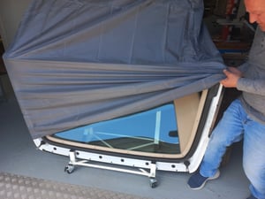 ECD Germany Cavalletto rigido con 4 ruote bloccabili incl. copertura - bianco - in acciaio verniciato a polvere Foto del cliente 1