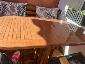 riess-ambiente Wetterfester Beistelltisch EMPIRE TEAK 50cm Massivholz klappbar Klapptisch Tisch Gartentisch Kunden-Foto 4