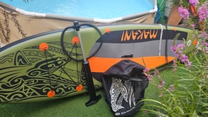 ECD Germany Gonfiabile Stand Up Paddle Board Makani, 320x80x15 cm, verde, PVC, fino a 120 kg, borsa per il trasporto con pompa accessori Foto del cliente 1