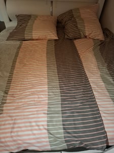 4 tlg Bettwäsche 135x200cm rosa grau gestreift Microfaser 2 Garnituren Kunden-Foto 1