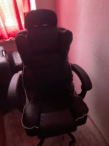 Gaming-Stuhl mit Ventilator, Bürostuhl, Luftkühler und Kühlung – Belüfteter Kühlsitz, mit Liegefunktion,  sanfte Vibrationsmassage, Schwarz Kunden-Foto 34