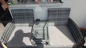 SVITA CHICAGO Rattan-Bank Garten-Bank Lounge Sitzecke Grau Kunden-Foto 1