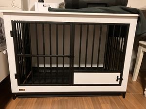 Gabbia per cani PawHut per uso domestico con 2 porte e ciotole girevoli, colore bianco Foto del cliente 2