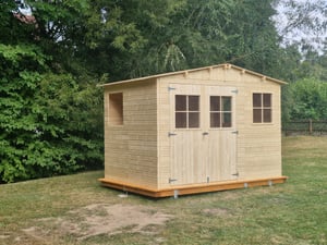 TIMBELA M334 Wiata ogrodowa drewniana z oknami - Wiata ogrodowa drewniana H226x324x216 cm/6 m² - Wiata ogrodowa Drewniany garaż rowerowy Zdjęcie produktu od klienta nr 1