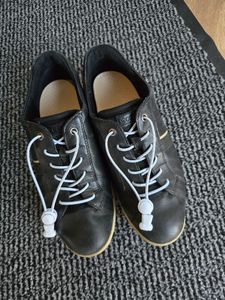 Elastische Schnürsenkel mit Schnellverschluss Schnellschnürsystem Schuhe Rund, Braun Kunden-Foto 2